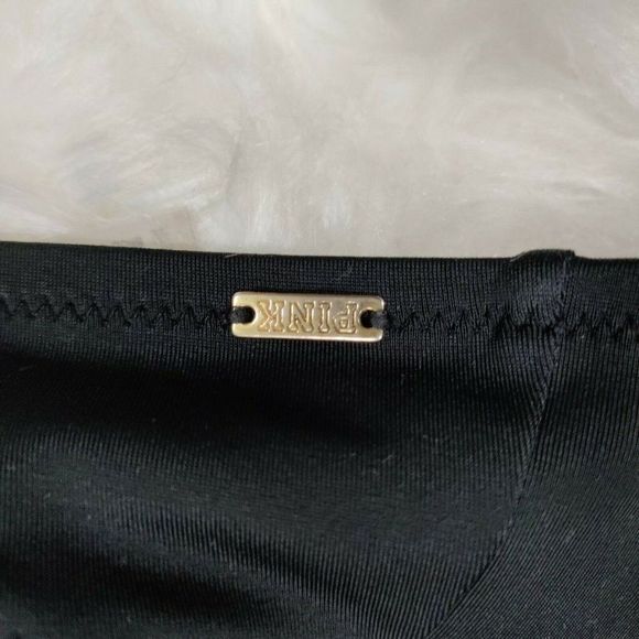 PINK Black Deep V Bikini String Top XS - Picture 11 of 11